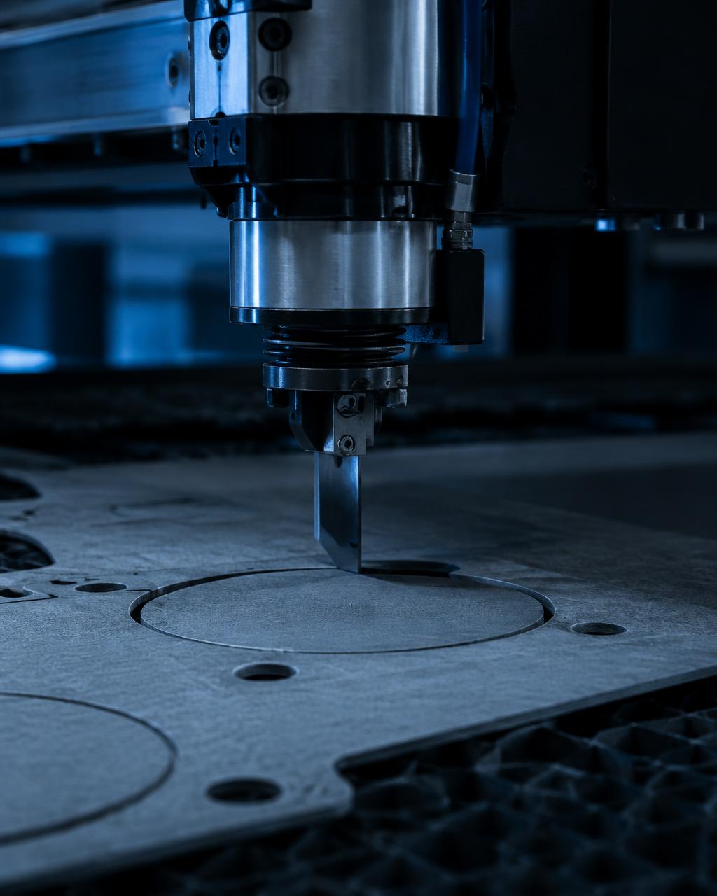 CNC késes vágóasztal kör alakú tömítés kivágása közben